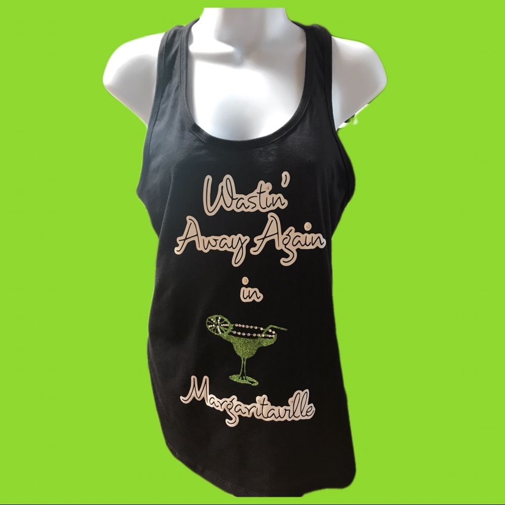 Wastin’ Away in Margaritaville Black Racerback Tank - Picture 1 of 3